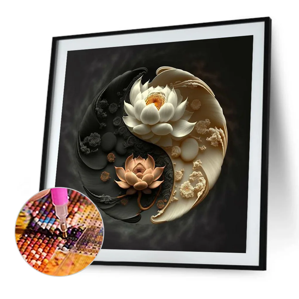 Diamond Painting - Full Round Drill - Ying Yang Flower(30*30cm)