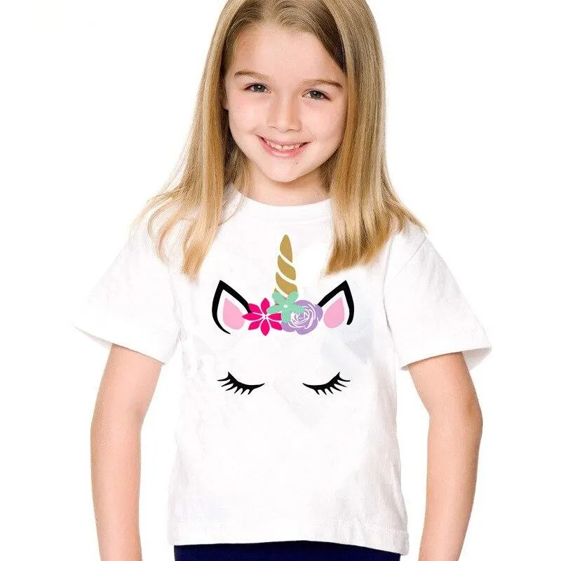 Baby Girls T-Shirt Kids Clothes 2021 Brand Children Cartoon T Shirts For Girls Costume Unicorn Summer Girls Casual Tops & Tees