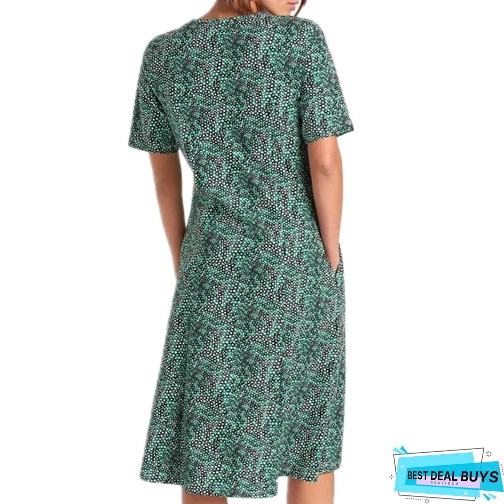Summer Small Fresh Large Size Women's Floral Mid Length Dress