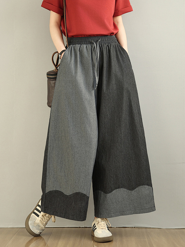 Gradient Colorblock Patchwork Wide Leg Pants