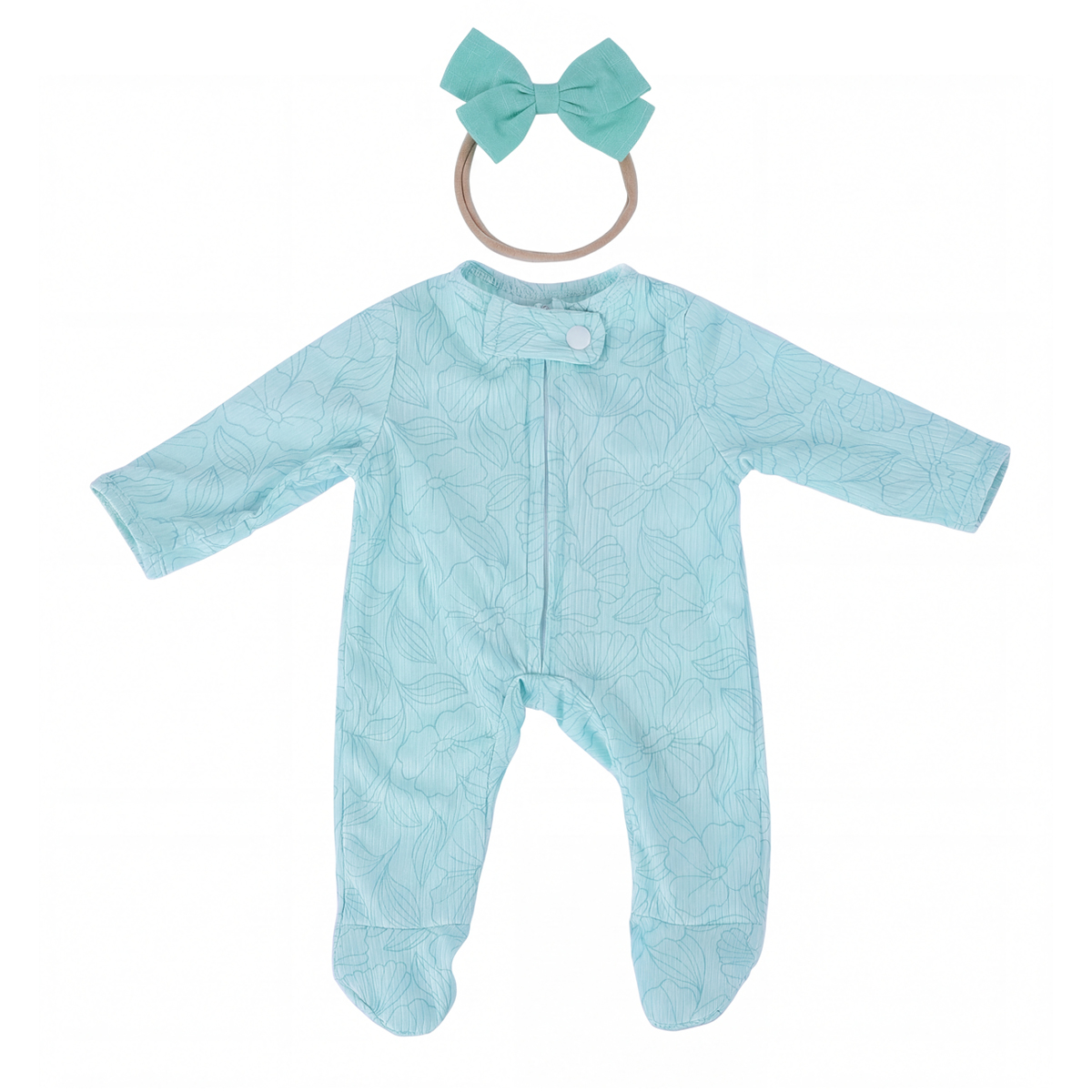 17″ Green Striped Floral Romper set Bodysuit for Reborn Babies
