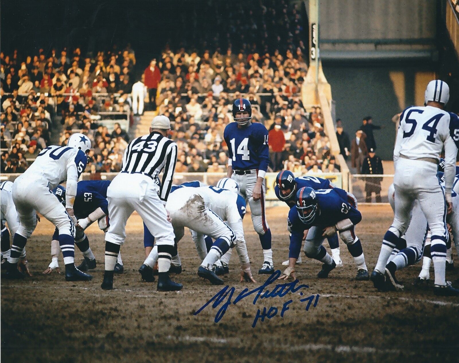 Autographed Y. A. Tittle New York Giants 8x10 Photo Poster painting w/COA