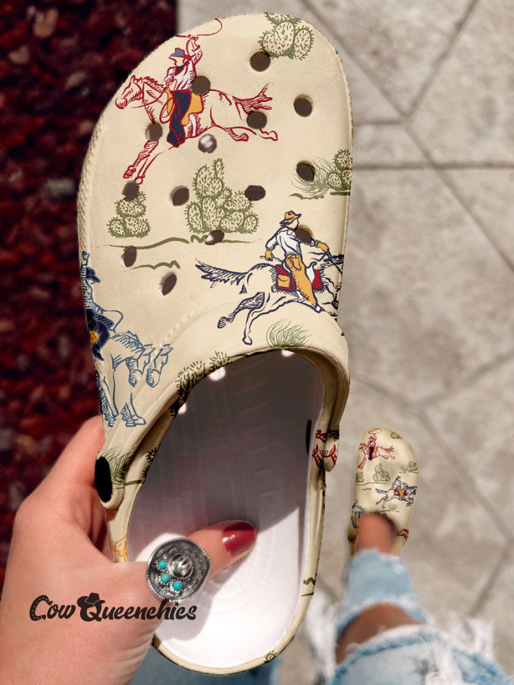 Vintage Art Print Casual Hole Slippers Multicolor / 36