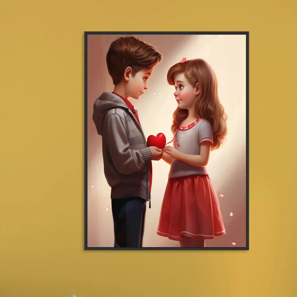 Diamond Painting - Full Round Drill - Kid Sweet Couple(Canvas|30*40cm)