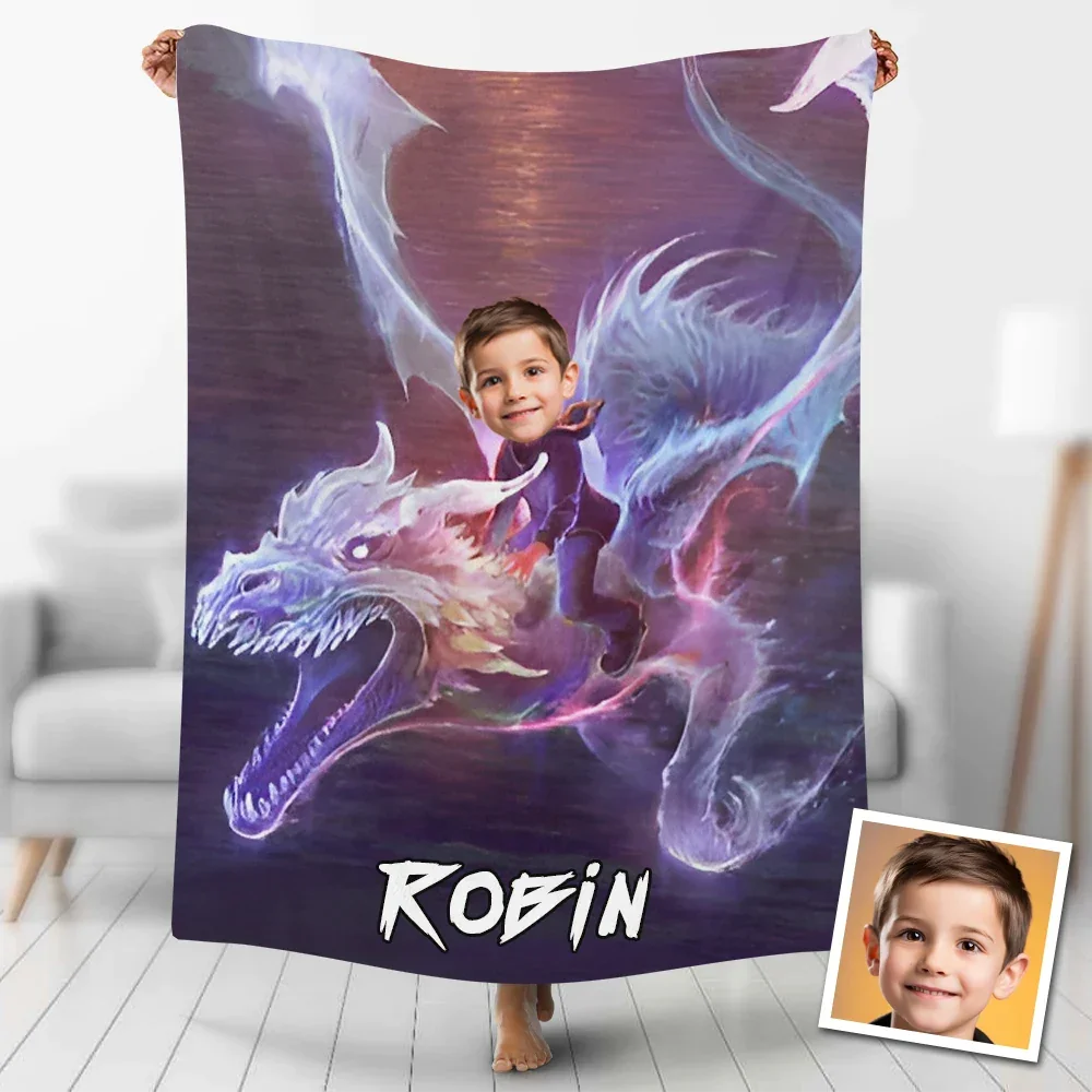 Custom Blankets Personalized Boy Ride Dragon Blanket