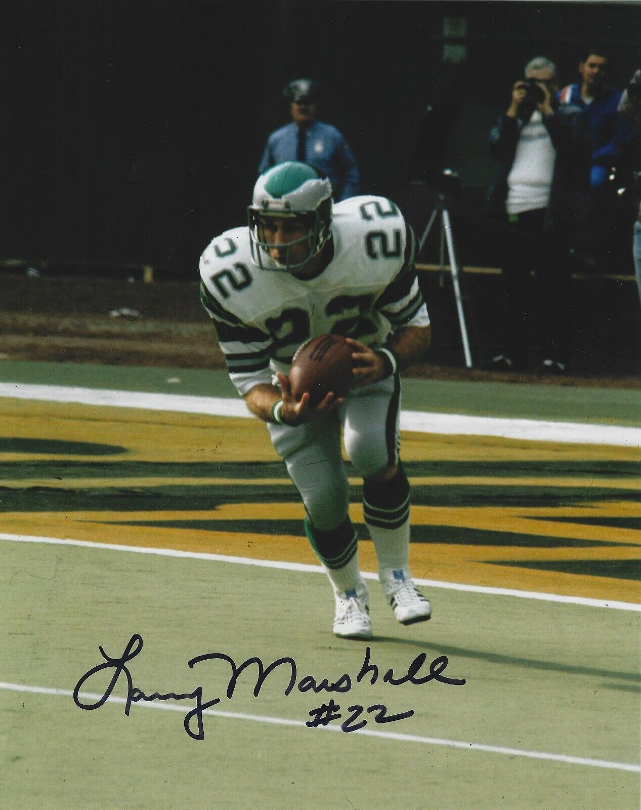 Autographed LARRY MARSHALL Philadelphia Eagles 8x10 Photo Poster painting w/COA