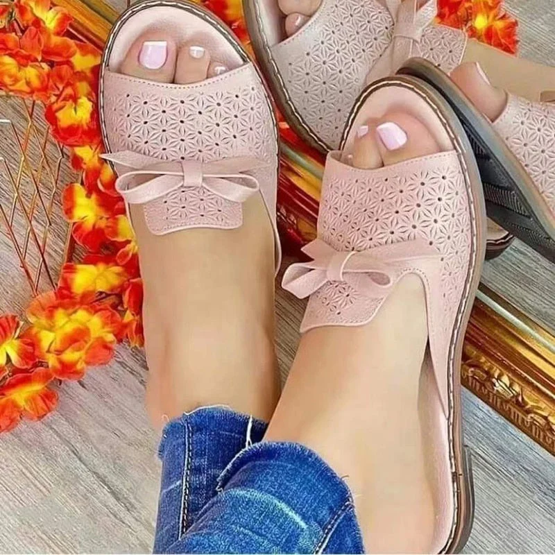 Summer Women Shoes Sandals Bowknot Sandals Woman Hollow Out Women Shoe Slip On Women Sandals Slipper Plus Size Zapatillas Mujer