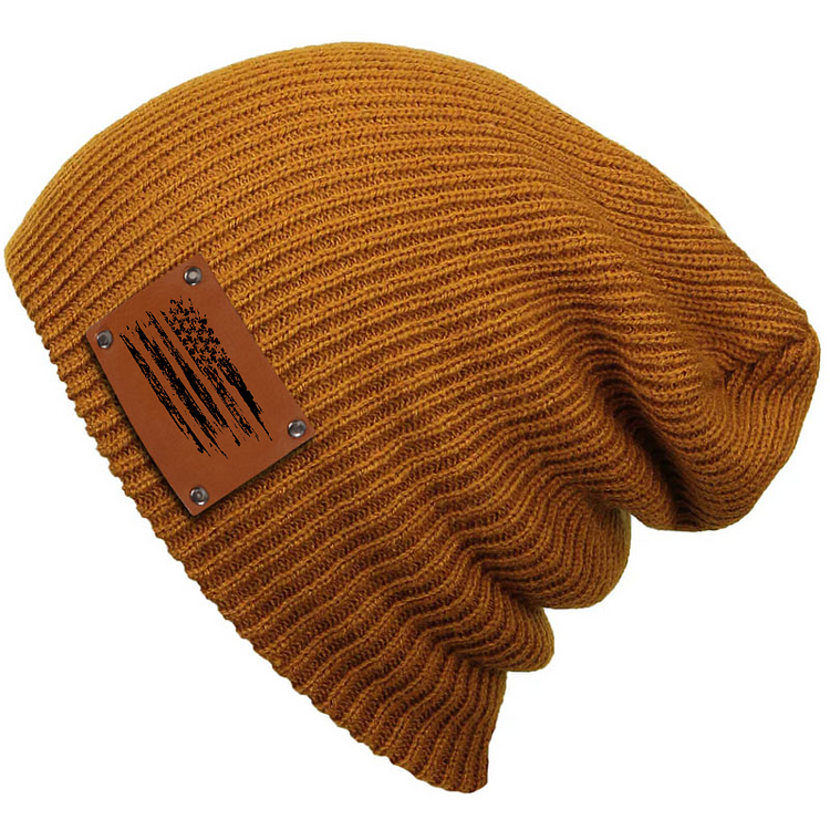 Leather Engraving Craft Hand Painted American Flag Beanie