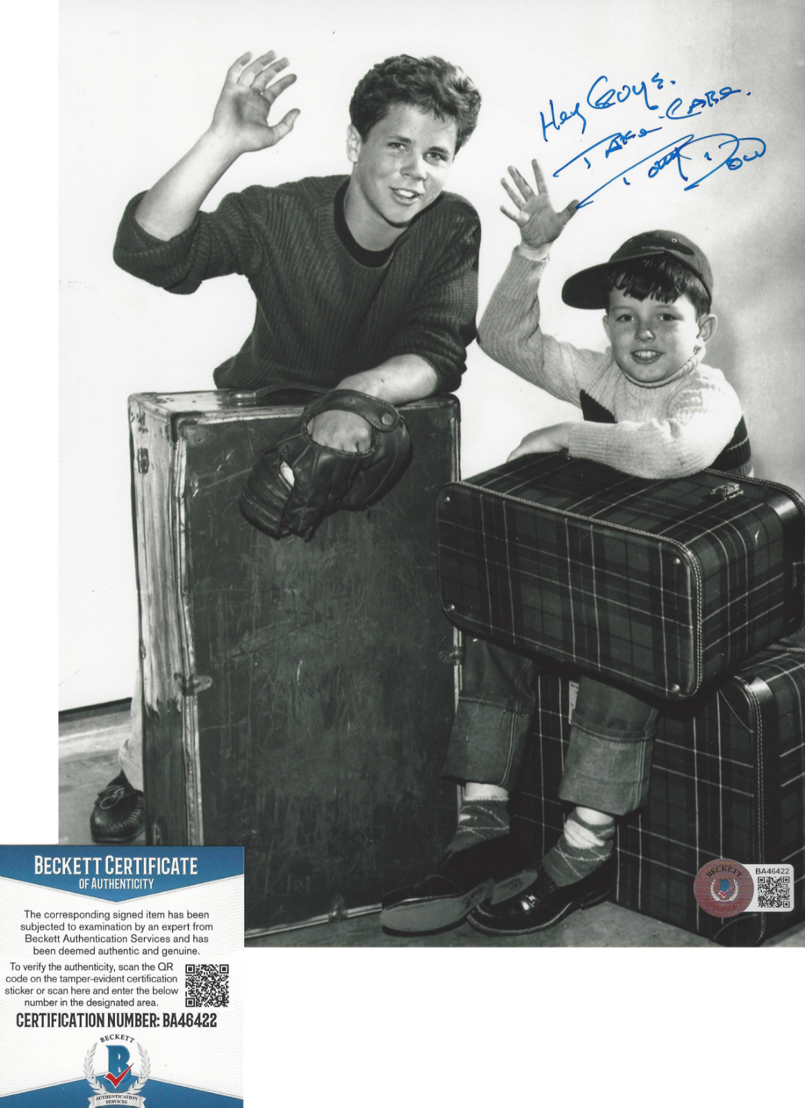 TONY DOW SIGNED 'LEAVE IT TO BEAVER' WALLY CLEAVER 8x10 Photo Poster painting BECKETT BAS COA