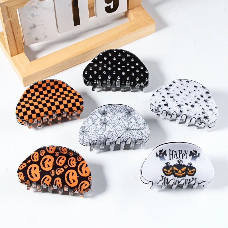 Halloween Minimalist Women's Pumpkin Lattice Spider PVC Hair Claws