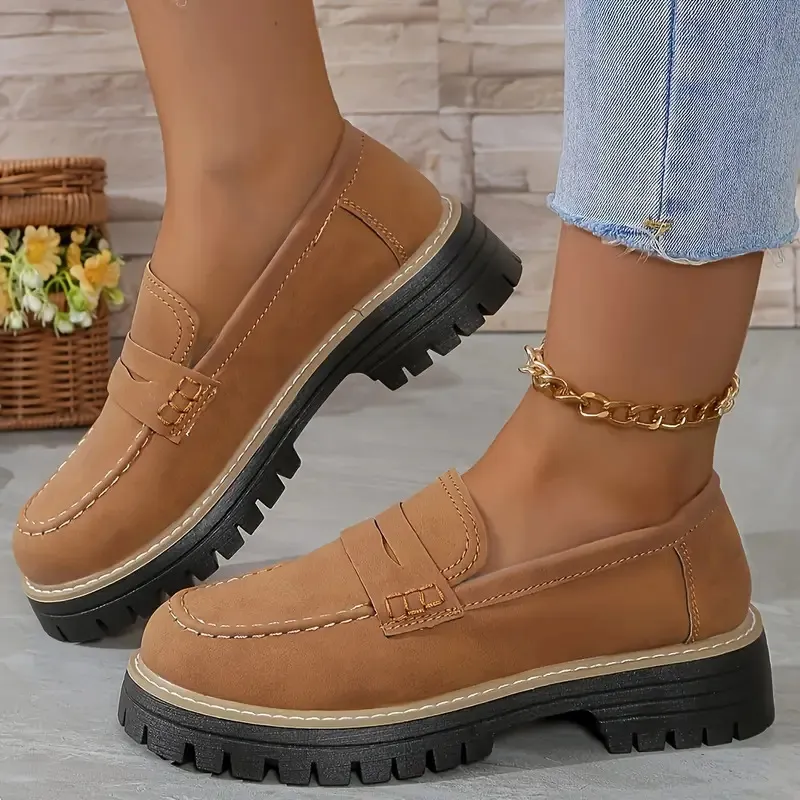 Breakj Breakj New Spring And Autumn Lefu Shoes Large-Size Leisure Grinding Sand Yingfeng Women's Shoes Thick Heel Thick Back Retro