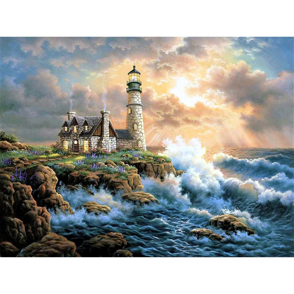 11ct Counted Cross Stitch - Seaside Lighthouse(50*40cm)