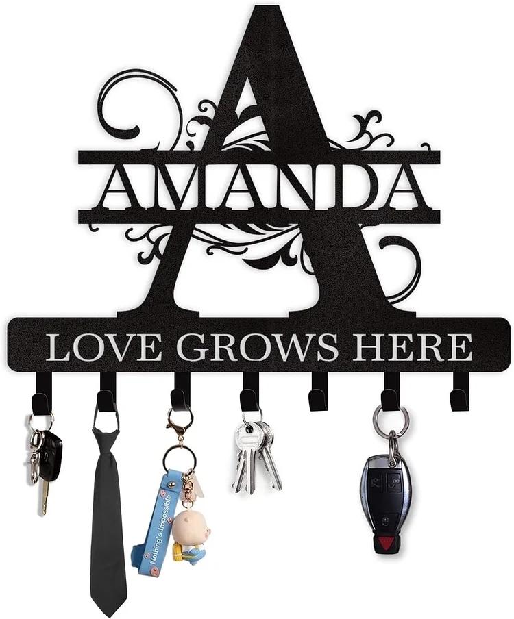 Personalized Key Holder for Wall, Custom Metal Deer Cabin Key Hooks with Name, Metal Key Holder Hooks Organizer Rack, Key Hanger Decor for Kitchen, Entryway, Hallway, Office, Doorway