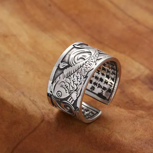 Sterling Silver Auspicious Carp Personalized Ring