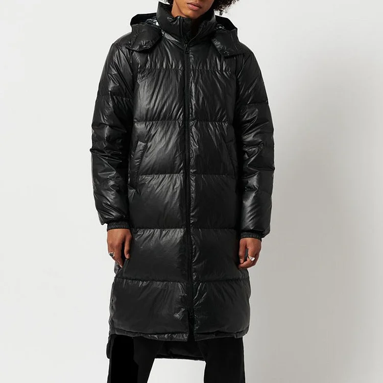 Men's Long Thick Hooded All Weather Down Jacket