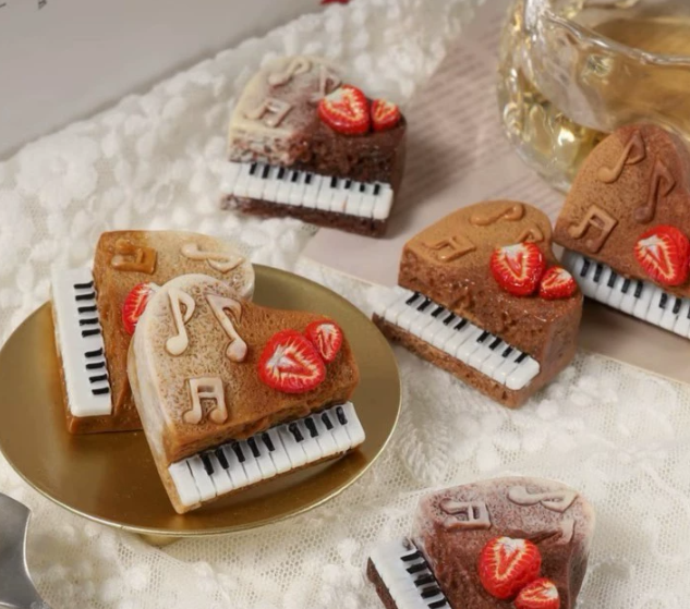Mini Strawberry Piano Cake DIY Resin Charm
