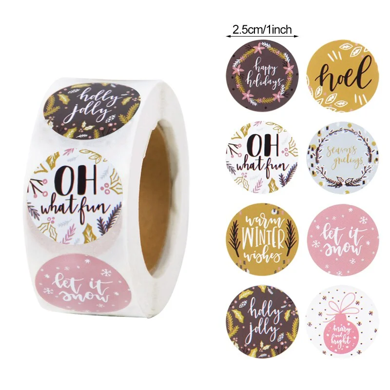 500pcs Merry Christmas Stickers Christmas Tree Elk Candy Bag Sealing Sticker Christmas Gifts Box Labels Decorations New Year