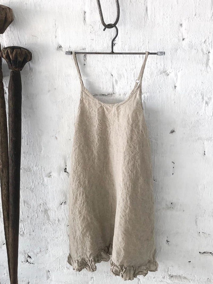 Flounce Hem Sling Women Linen Top