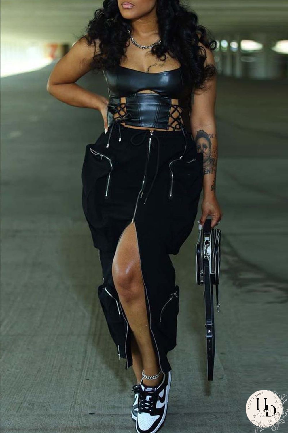 Khaki Casual Solid Patchwork Regular High Waist Conventional Solid Color Skirt