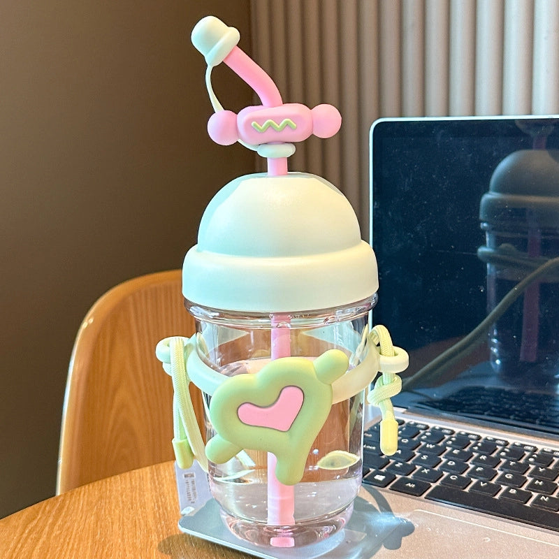 Cute Red Heart Plastic Water Bottles 1 Piece