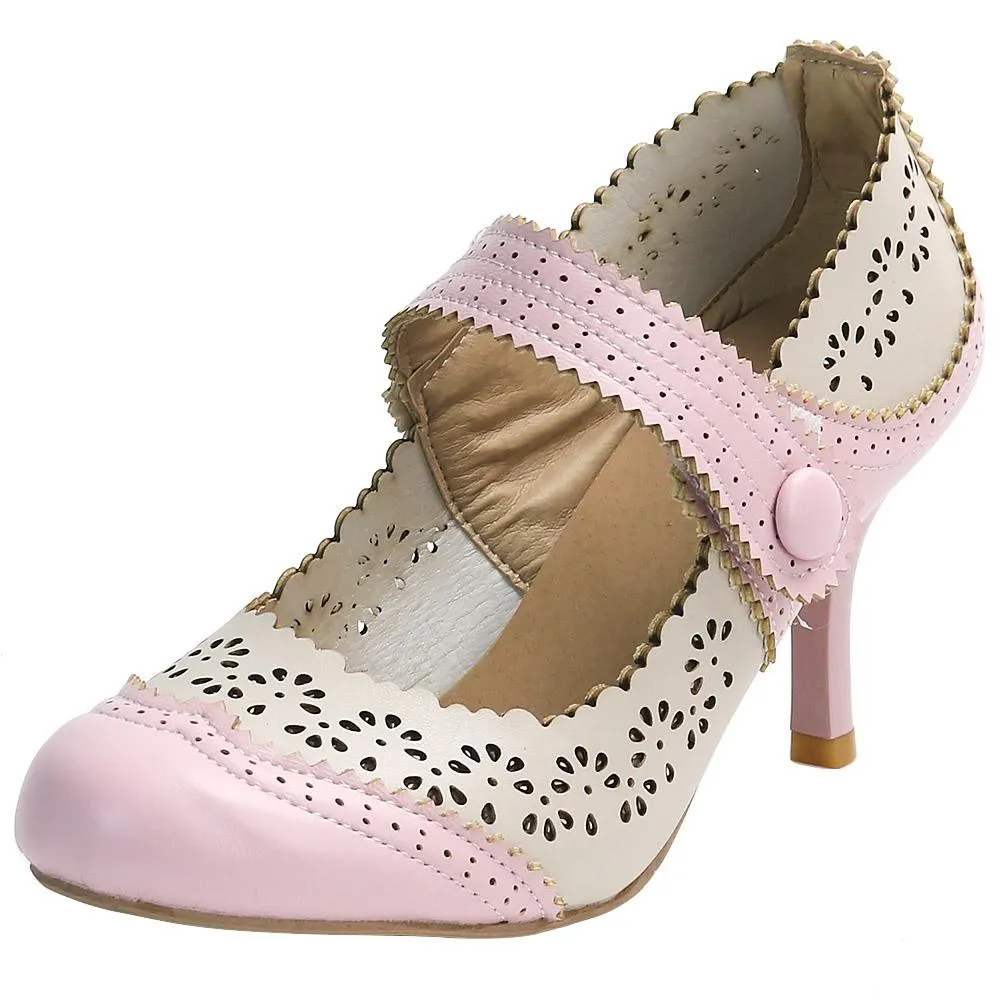 BONJOMARISA New Arrival Hot Retro Fretwork Mary Janes Fashion Thin High Heels Pumps Women Sweet Shallow Date Shoes Woman