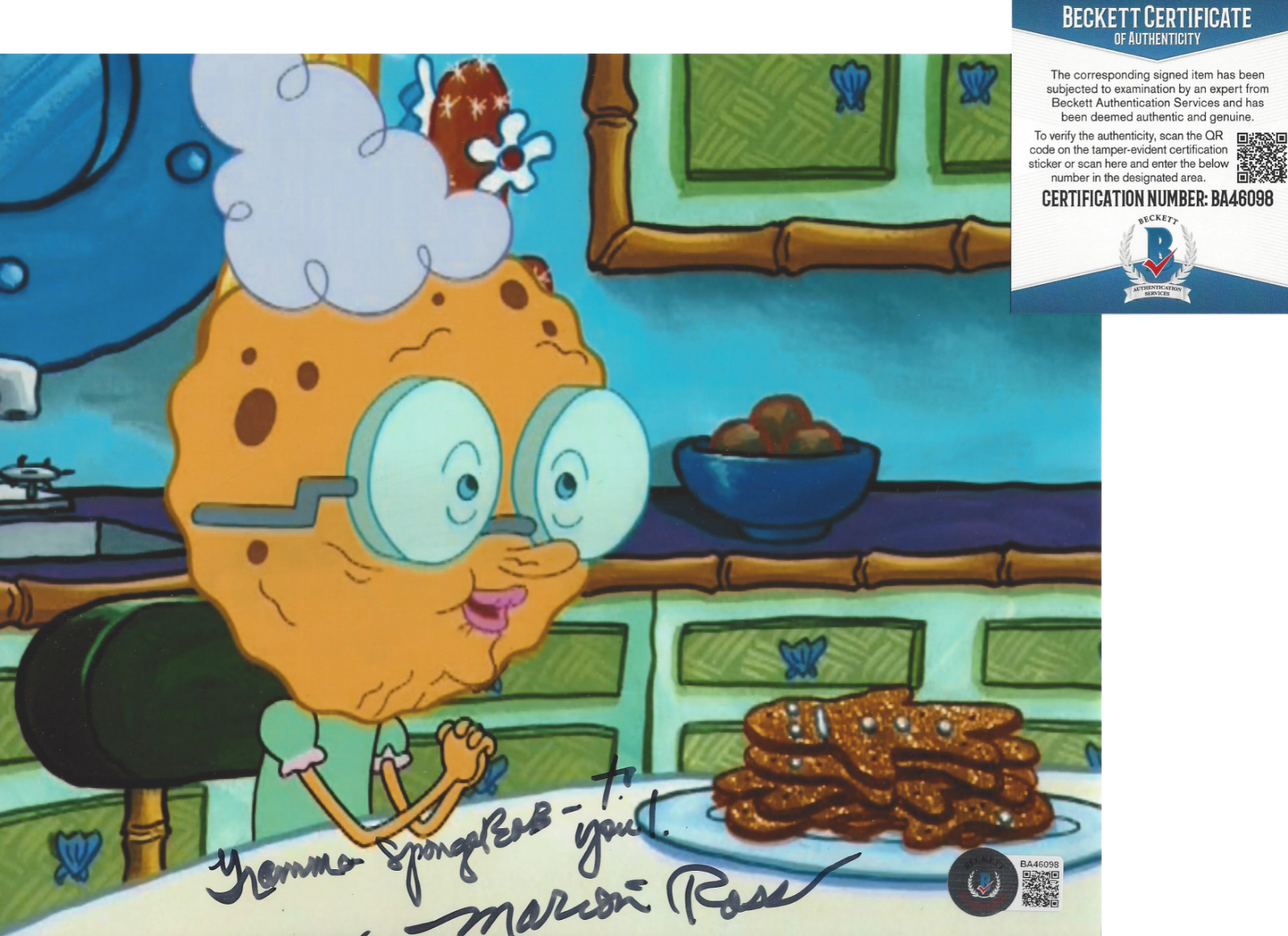 MARION ROSS SIGNED SPONGEBOB GRANDMA SQUAREPANTS 8x10 Photo Poster painting C BECKETT COA BAS