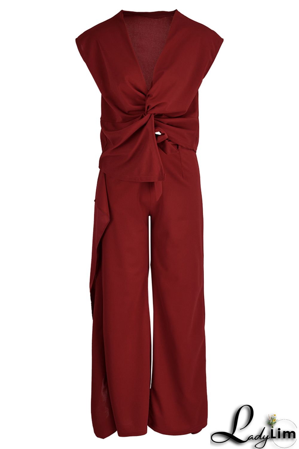 Black Fashion Casual Solid Patchwork V Neck Sleeveless Two Pieces