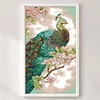 >SALE<Embroidery Cotton Thread 14CT Printed Green Peacock Cross Stitch 30x46cm