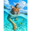 Swimming Tiger  | Full Round Diamond Painting Kits
