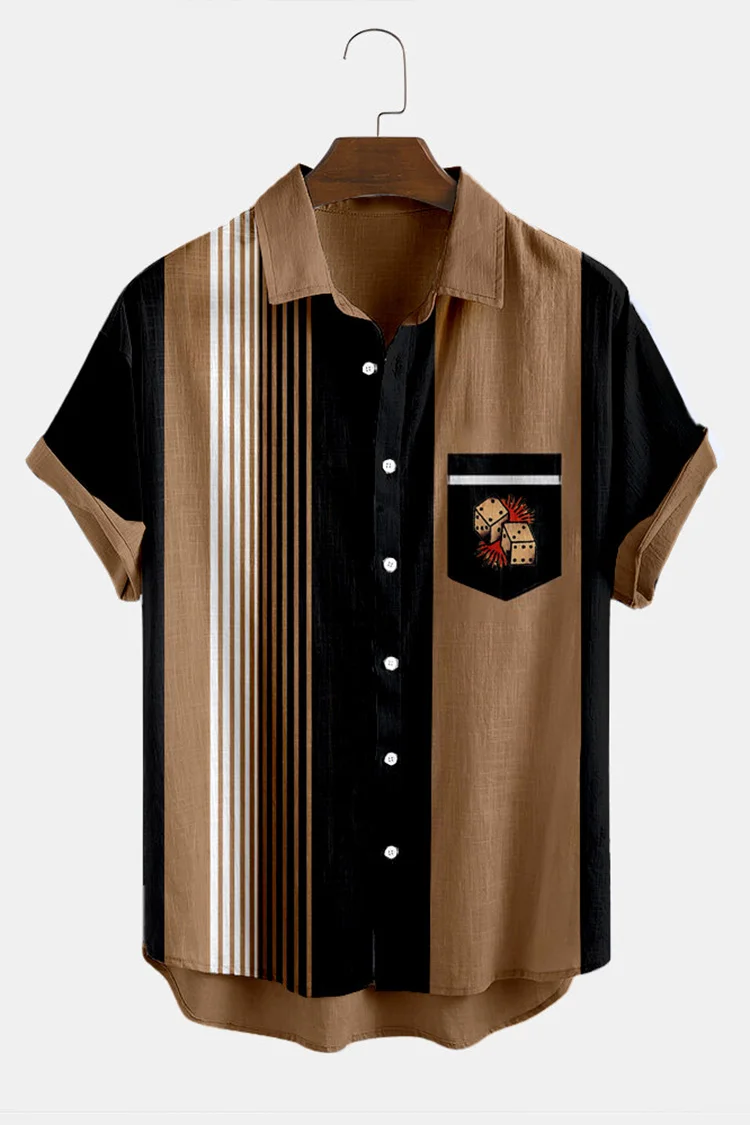 Men's Khaki Stripes Contrasting Shirt