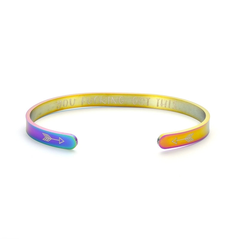 Fashion C Shape Letter Stainless Steel 18K Gold Plated Bangle In Bulk