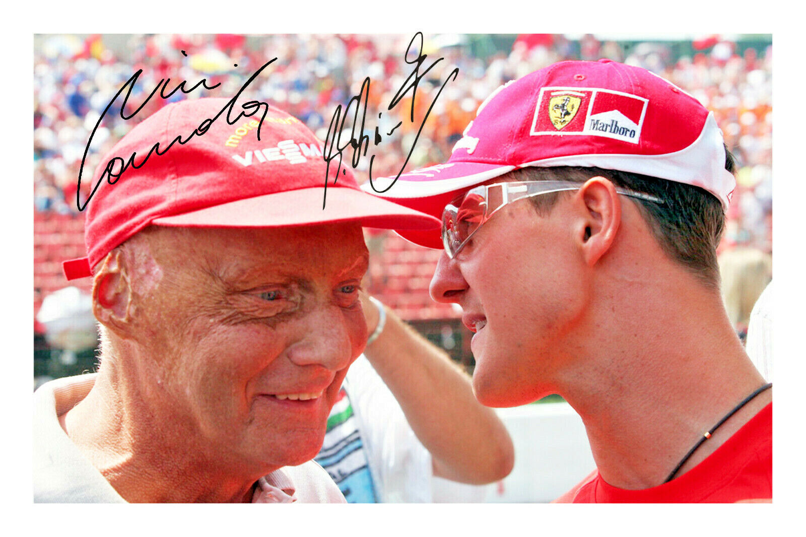 Michael Schumacher & Niki Lauda Signed A4 Photo Poster painting Print Autograph Formula 1