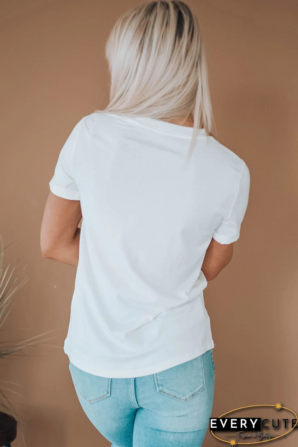 White MOMSTER Letter Print Short Sleeve T Shirt