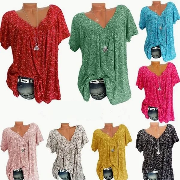 T-shirt Estiva a Manica Corta con Stampa alla Moda