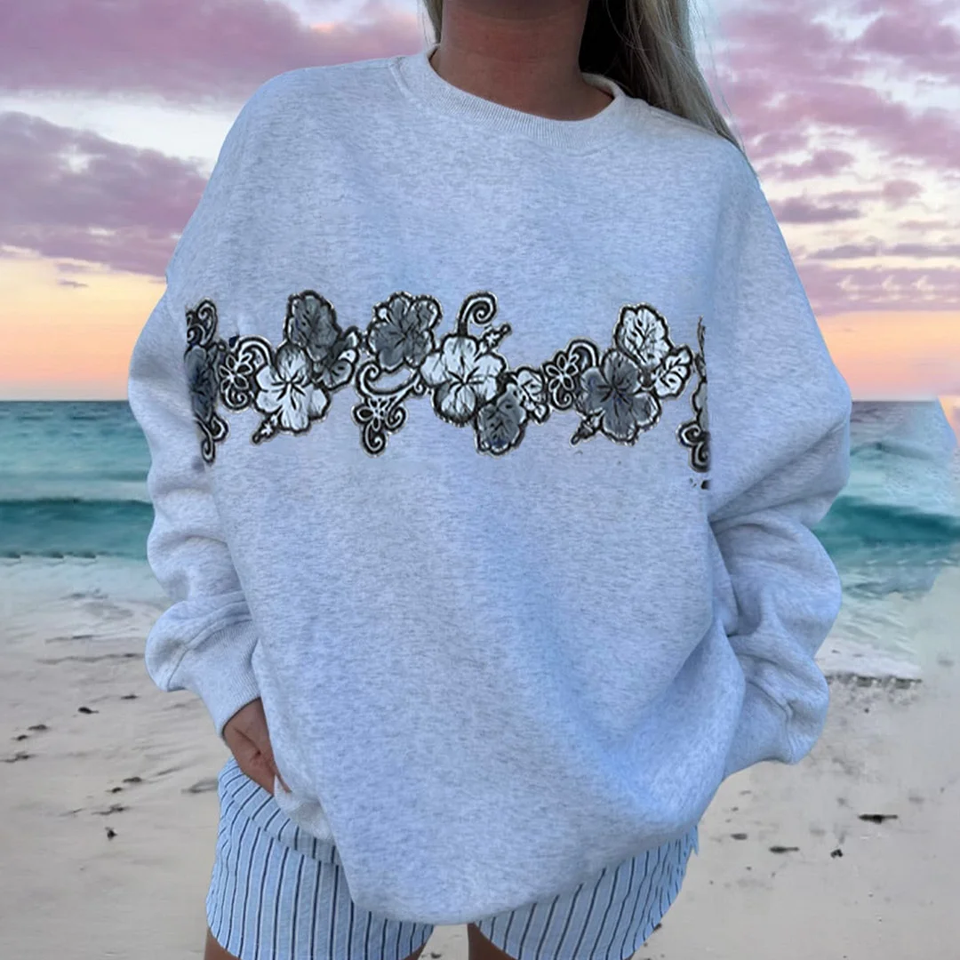 Casual Resort Printed Oversize Sweatshirt / DarkAcademias /Darkacademias