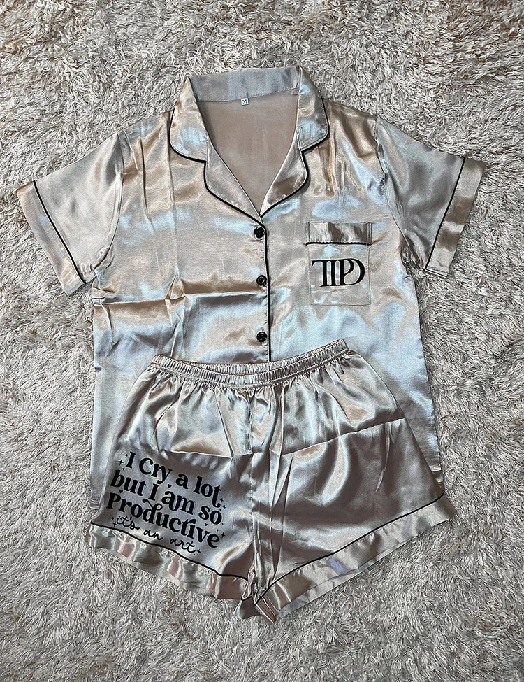 Women's TTPD I Cry A Lot But I Am So Productive Print Pajama Set