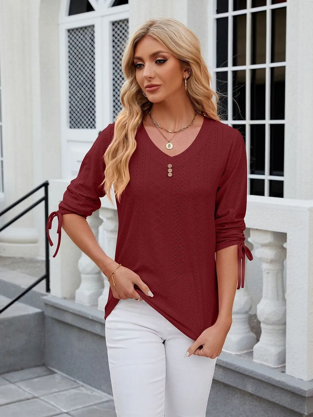 Grey Ribbed Knit Top with Short Sleeves