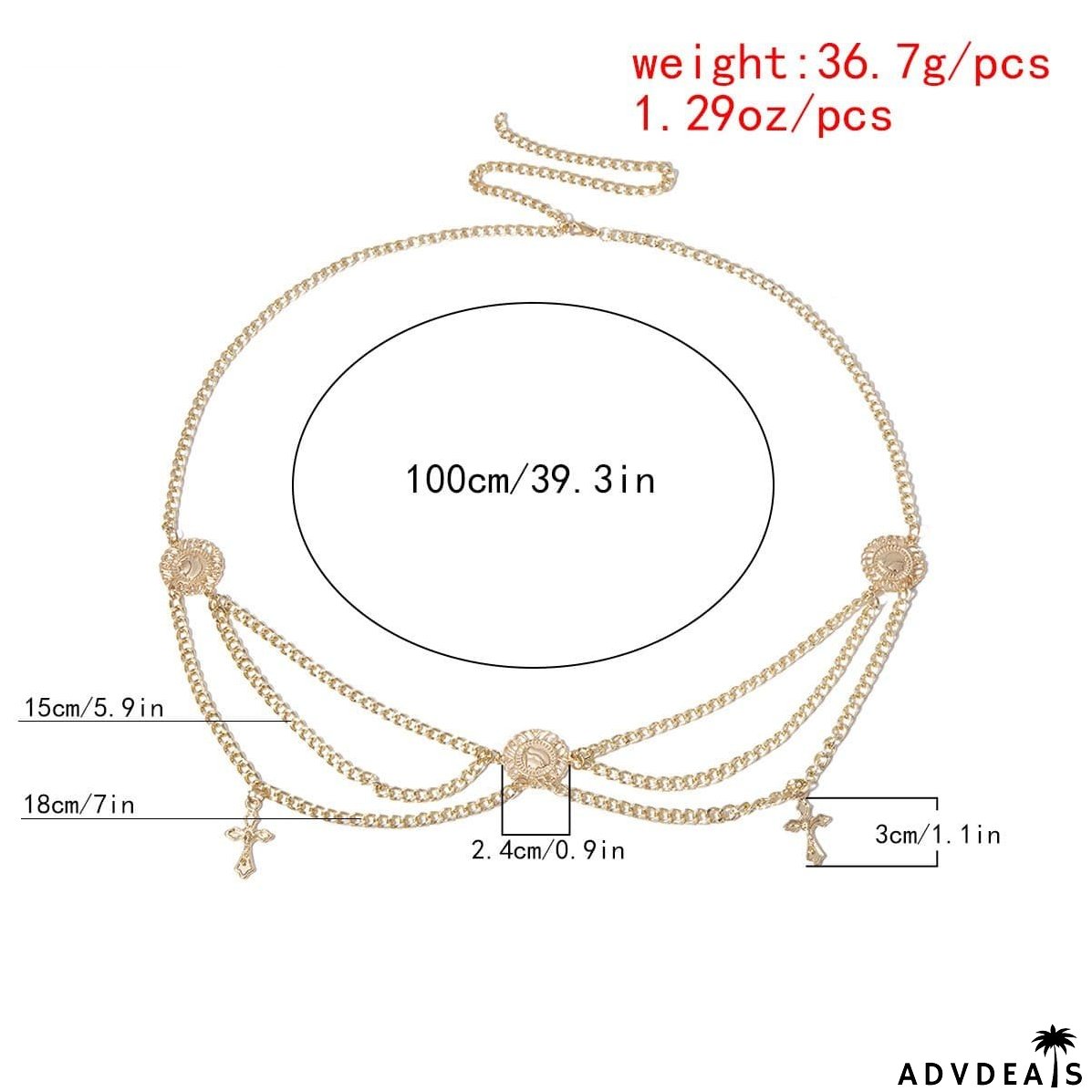 waist pendant Cross chain