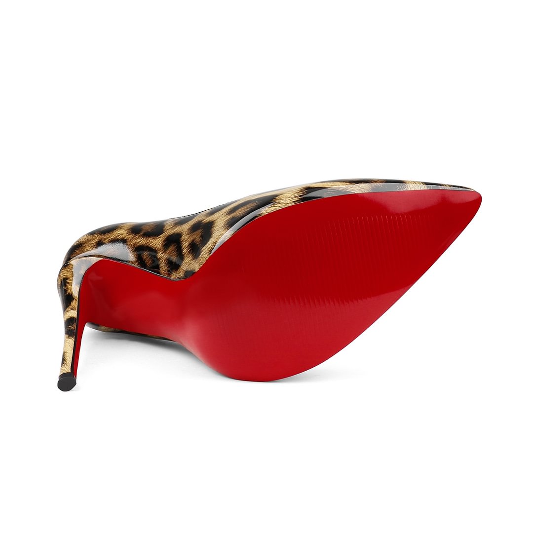 100mm/120mm Women's Party Wedding Heels Leopard Patent Red Bottoms Pumps-vocosishoes