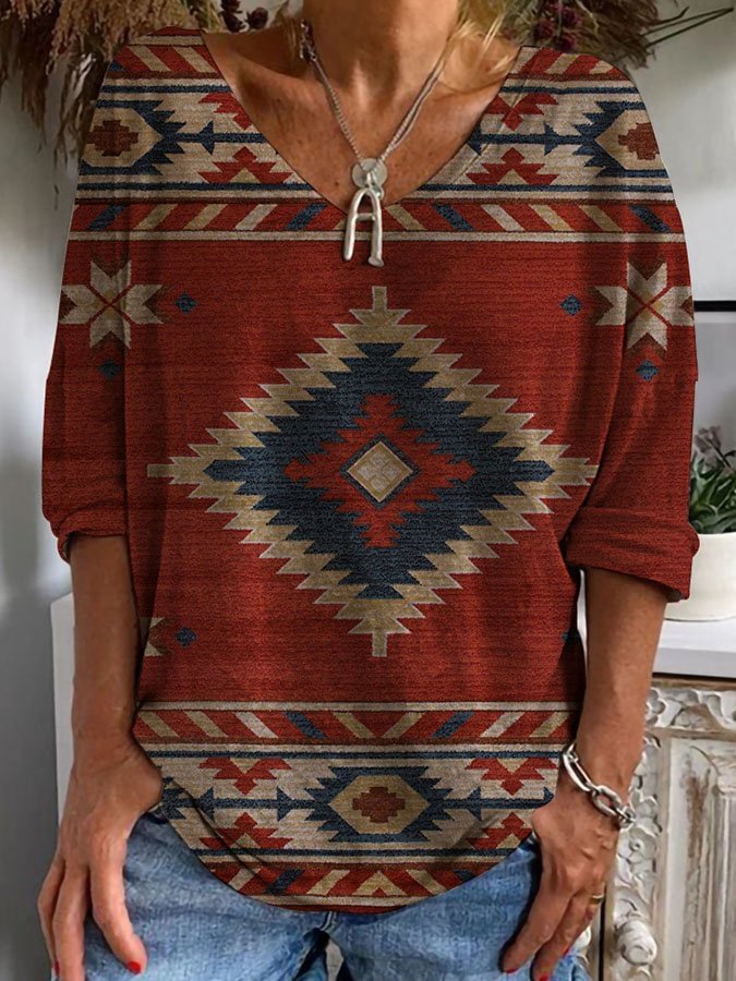 Retro geometric print T-shirt