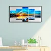 (80*40cm)5 Panels Sea Sunset - Full Round Drill Diamond Painting
