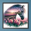 Pferd und Tulpe - Rundbohrer Diamantmalerei - 30*30cm