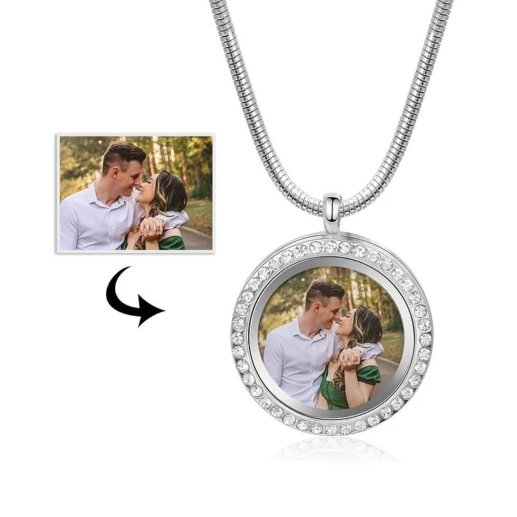 Custom Photo Locket Necklace Pendant  with Engraving Personalized Gift
