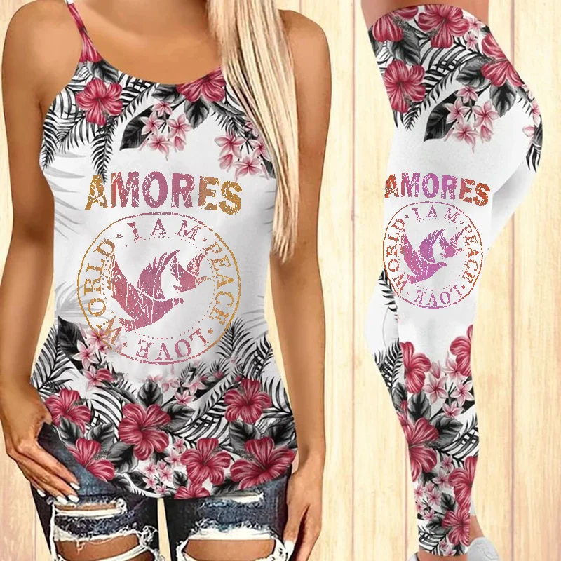 Leisure sports flower printed yoga suit