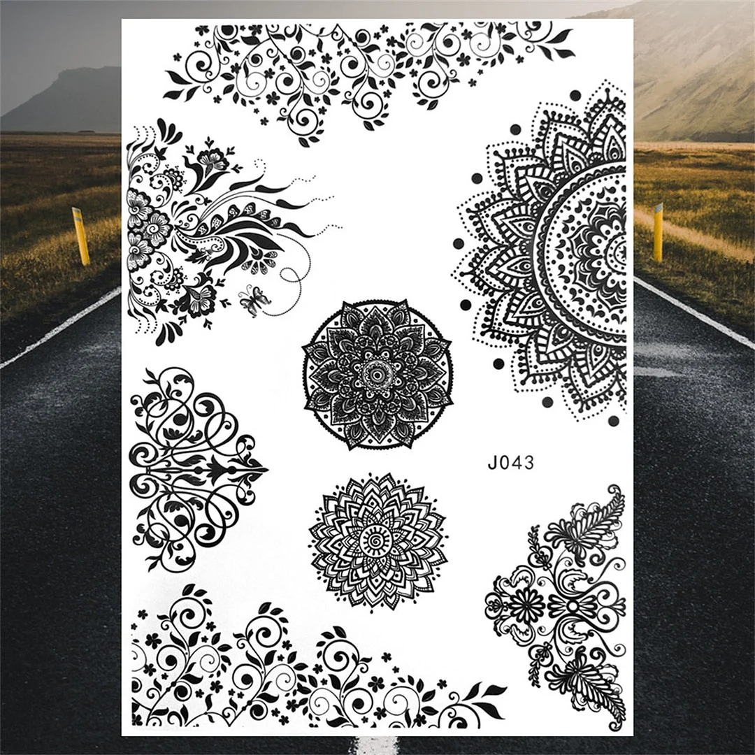 Henna Pendant Temporary Tattoos For Women Undertboob Girls Realistic Butterfly Rose Flower Fake Tattoo Sticker Chest Tatoos