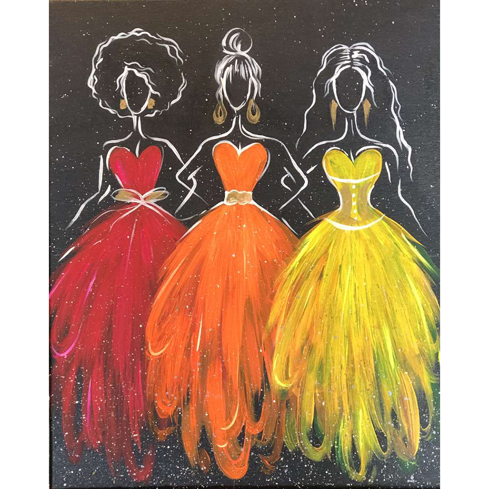 

30*40CM-Three Girls-Round Drill Diamond Painting, 501 Original
