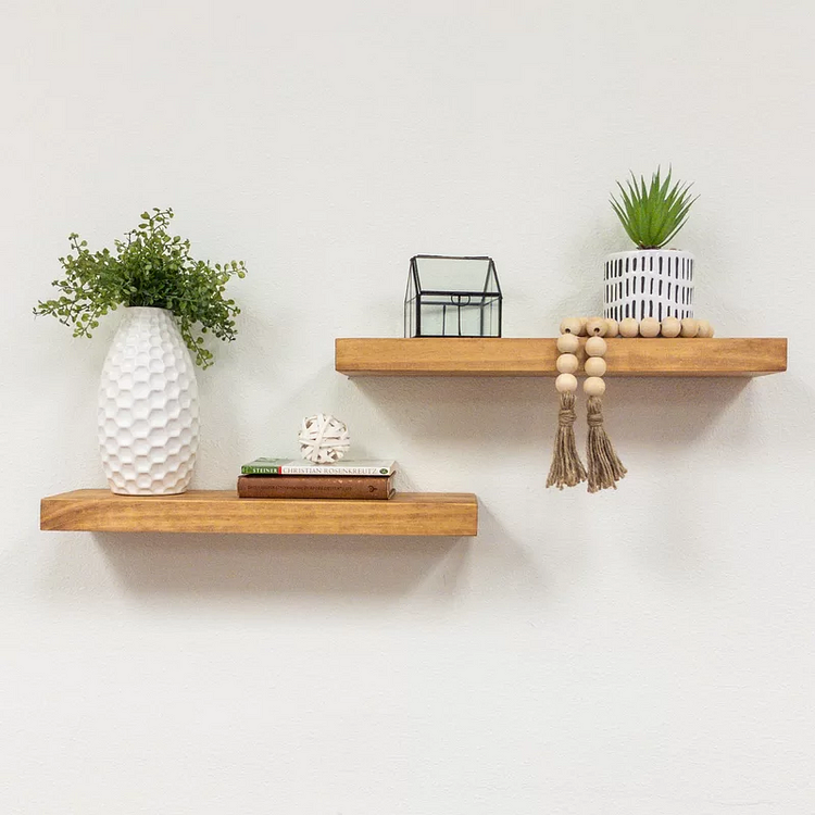 Evonne Solid Wood Floating Shelf (Set of 2)