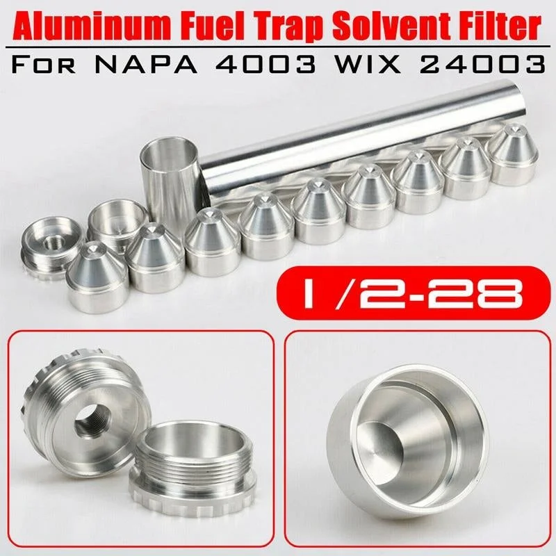 Car Fuel Filter 22lr 1/2-28 Solvent Trap Oil Filter for Napa 4003 Wix 24003, 6 Inch, Aluminum, Black