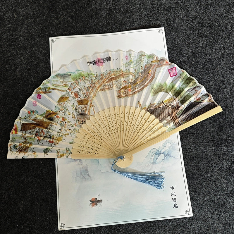 Antique Fan Folding Fan Men’s And Women’s Classical Dancing Fan Ancient Costume Performance Photography Hanfu Props Chinese Style Handmade Folding Fan