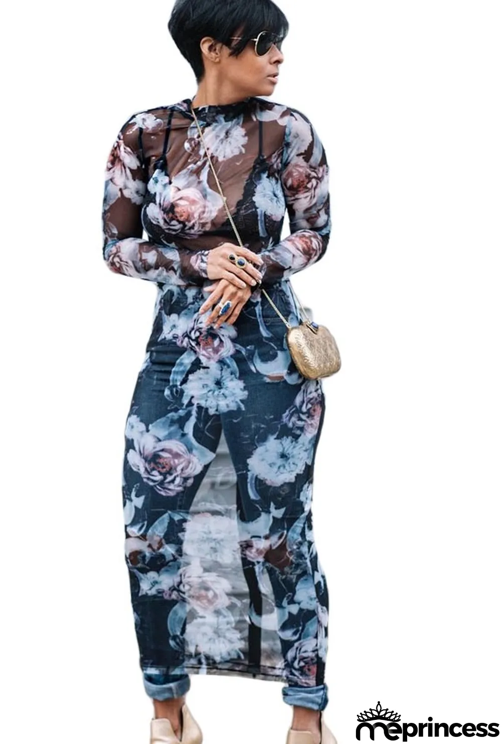 Long Flower Sexy Dress